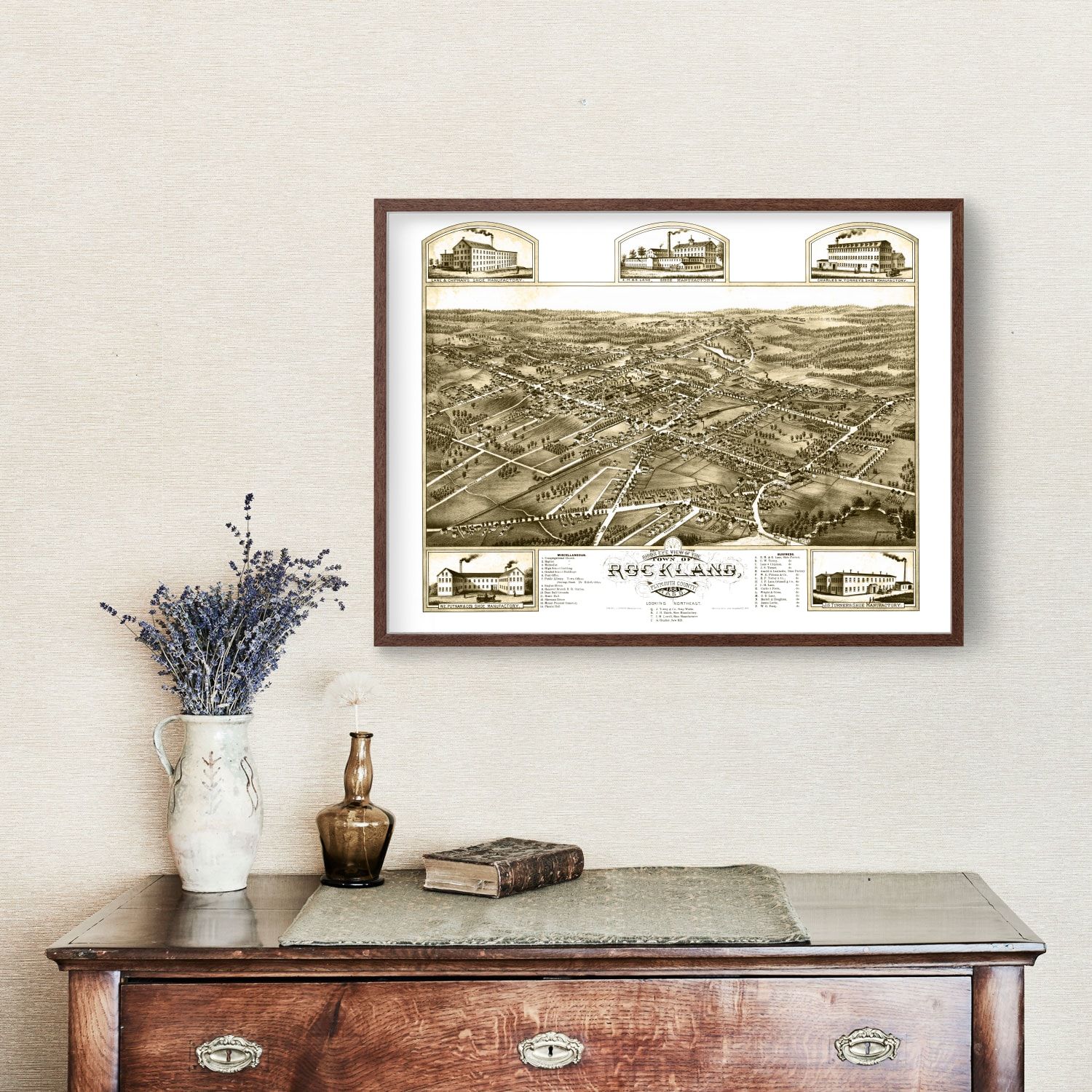 Vintage Map of Rockland, Massachusetts 1881