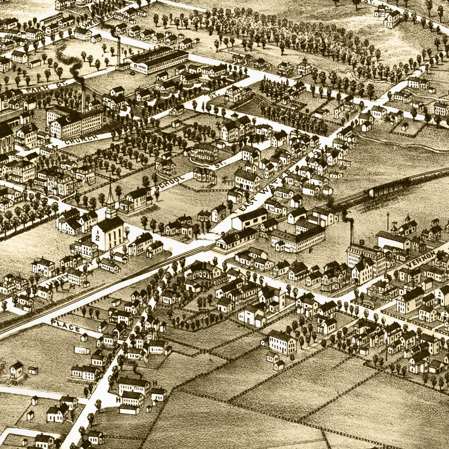 Vintage Map of Rockland, Massachusetts 1881