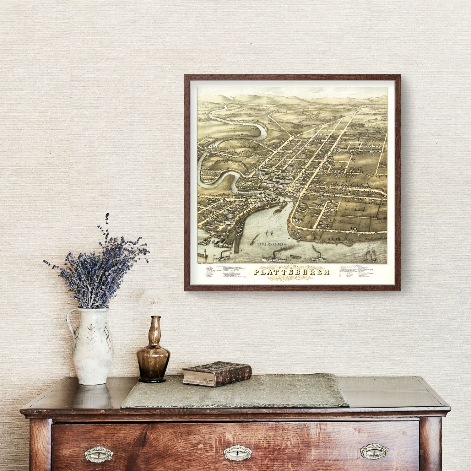 Vintage Map of Plattsburgh, New York 1877