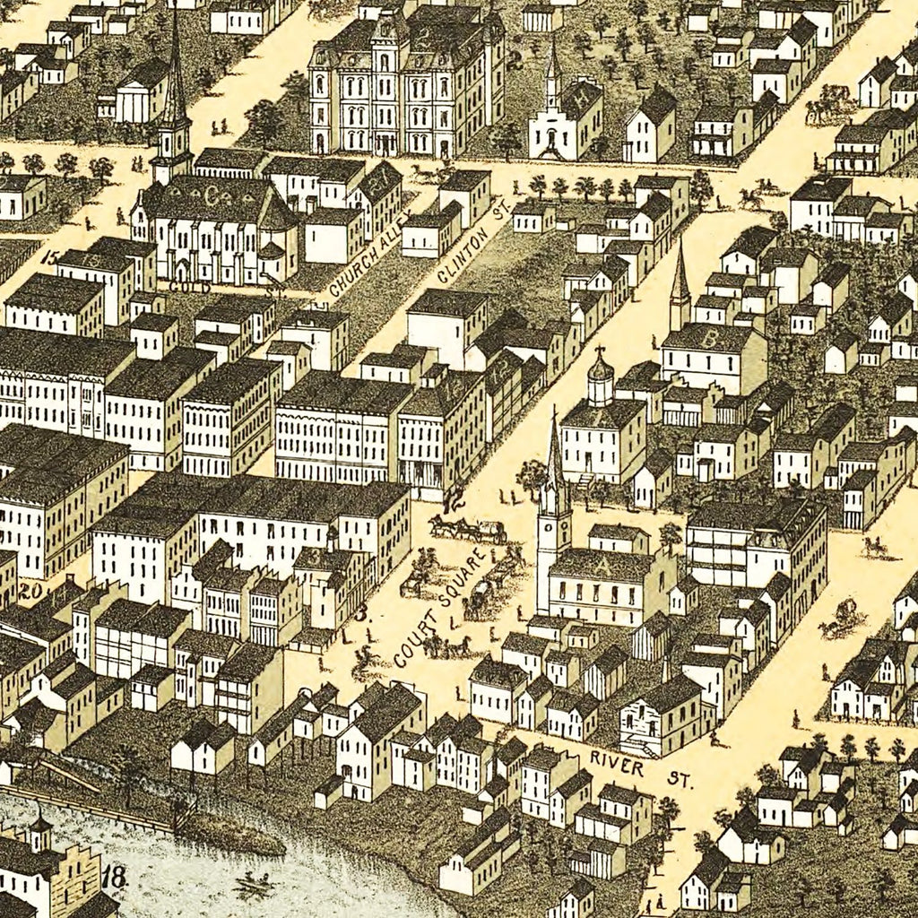 Vintage Map of Plattsburgh, New York 1877