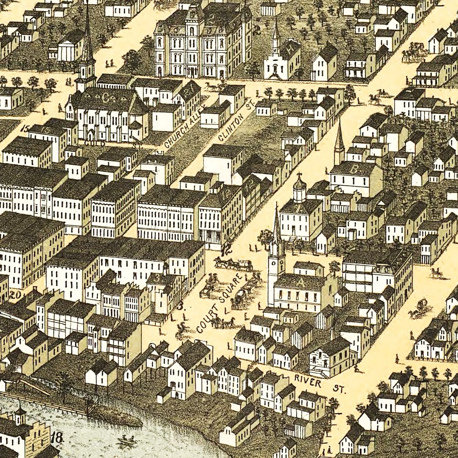 Vintage Map of Plattsburgh, New York 1877