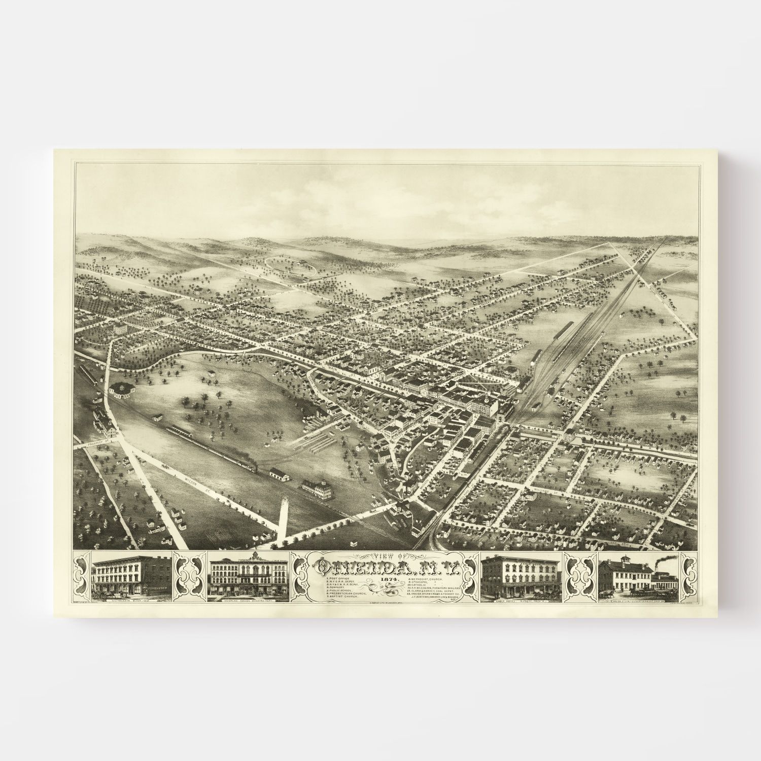 Vintage Map of Oneida, New York 1874