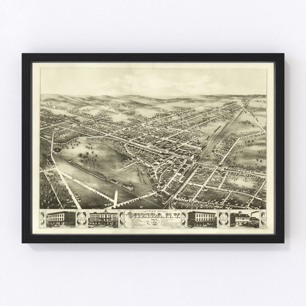 Vintage Map of Oneida, New York 1874
