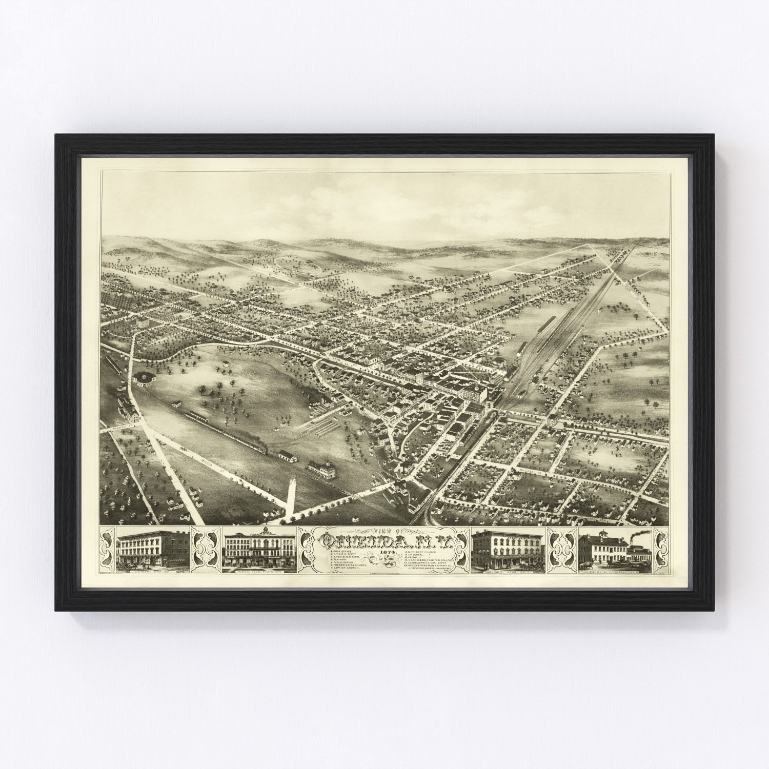 Vintage Map of Oneida, New York 1874
