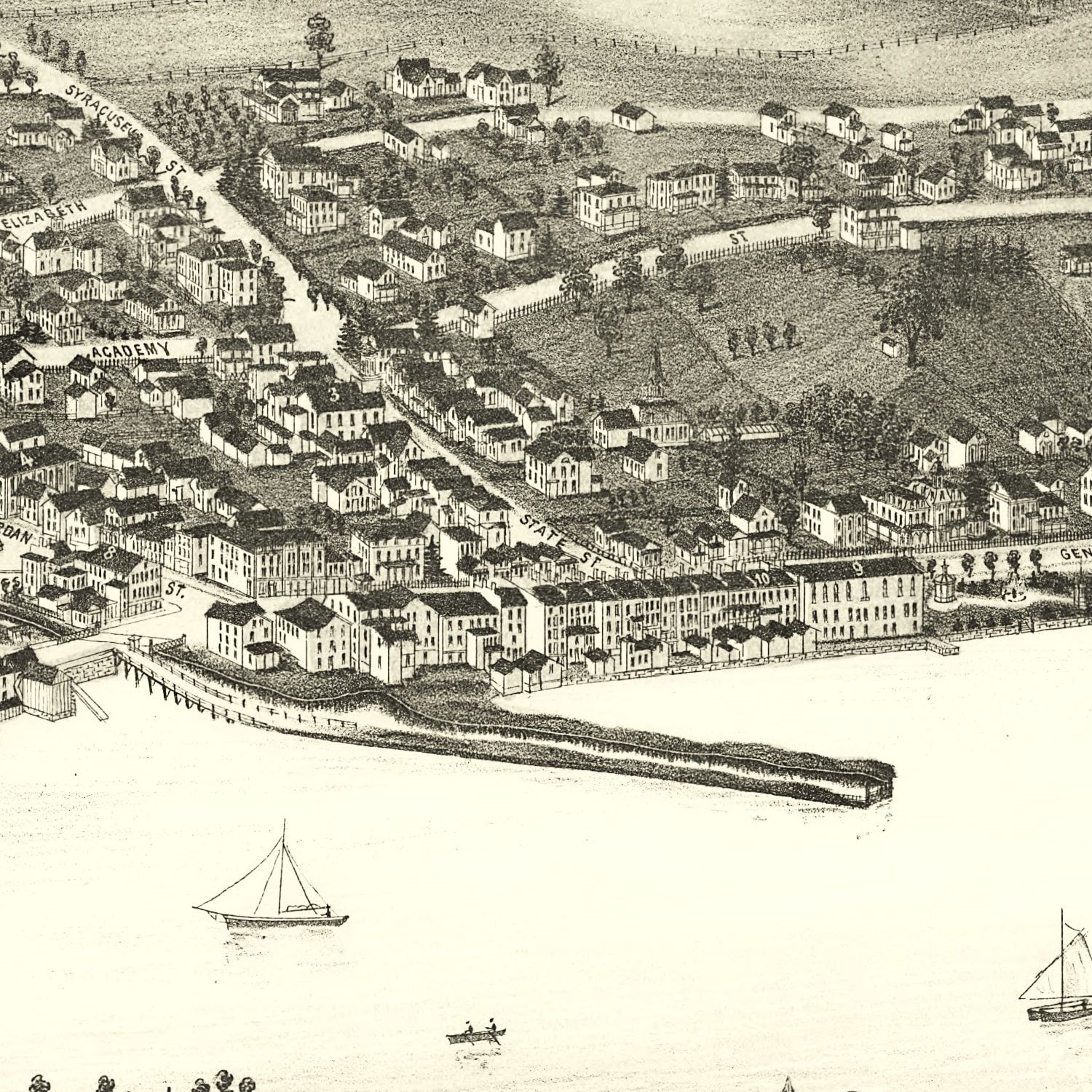 Vintage Map of Skaneateles, New York 1884