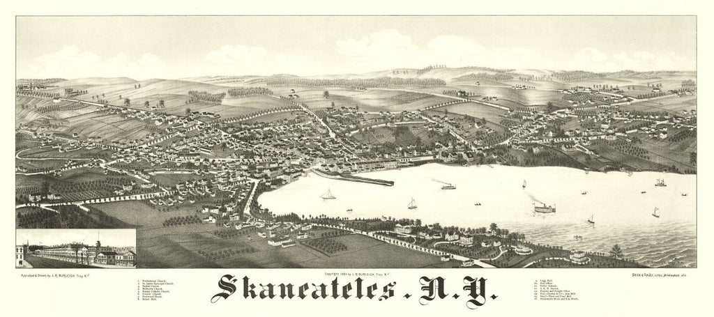 Vintage Map of Skaneateles, New York 1884