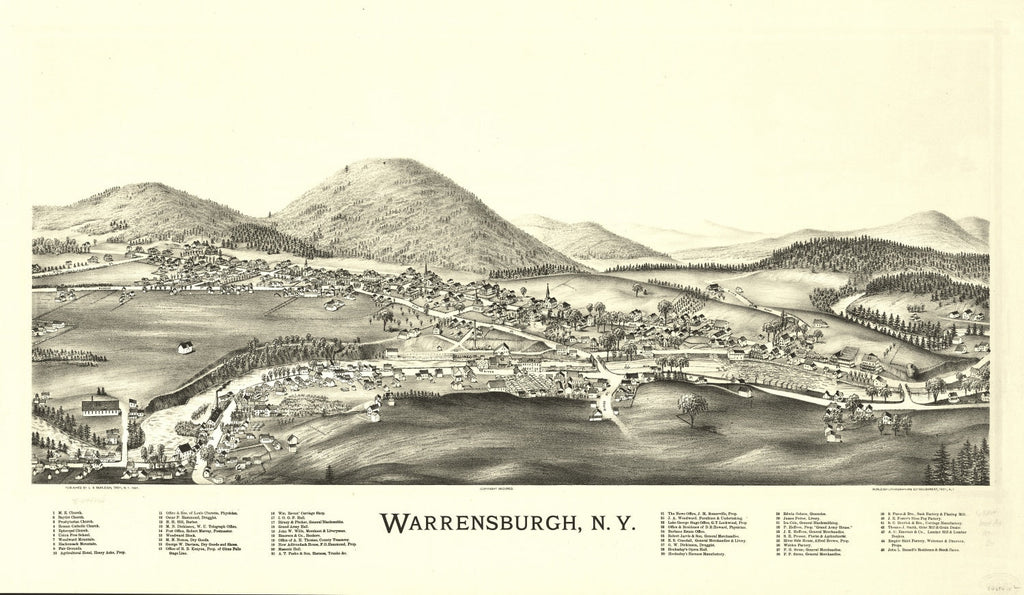 Vintage Map of Warrensburgh, New York 1891