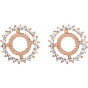 14K Rose Gold 6 mm Round 1/5 CTW Natural Diamond Semi-Set Earrings – image 2