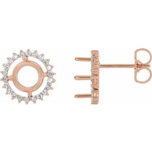 14K Rose Gold 6 mm Round 1/5 CTW Natural Diamond Semi-Set Earrings