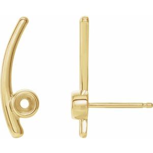 14K Yellow Gold Right Bezel-Set Ear Climber Mounting