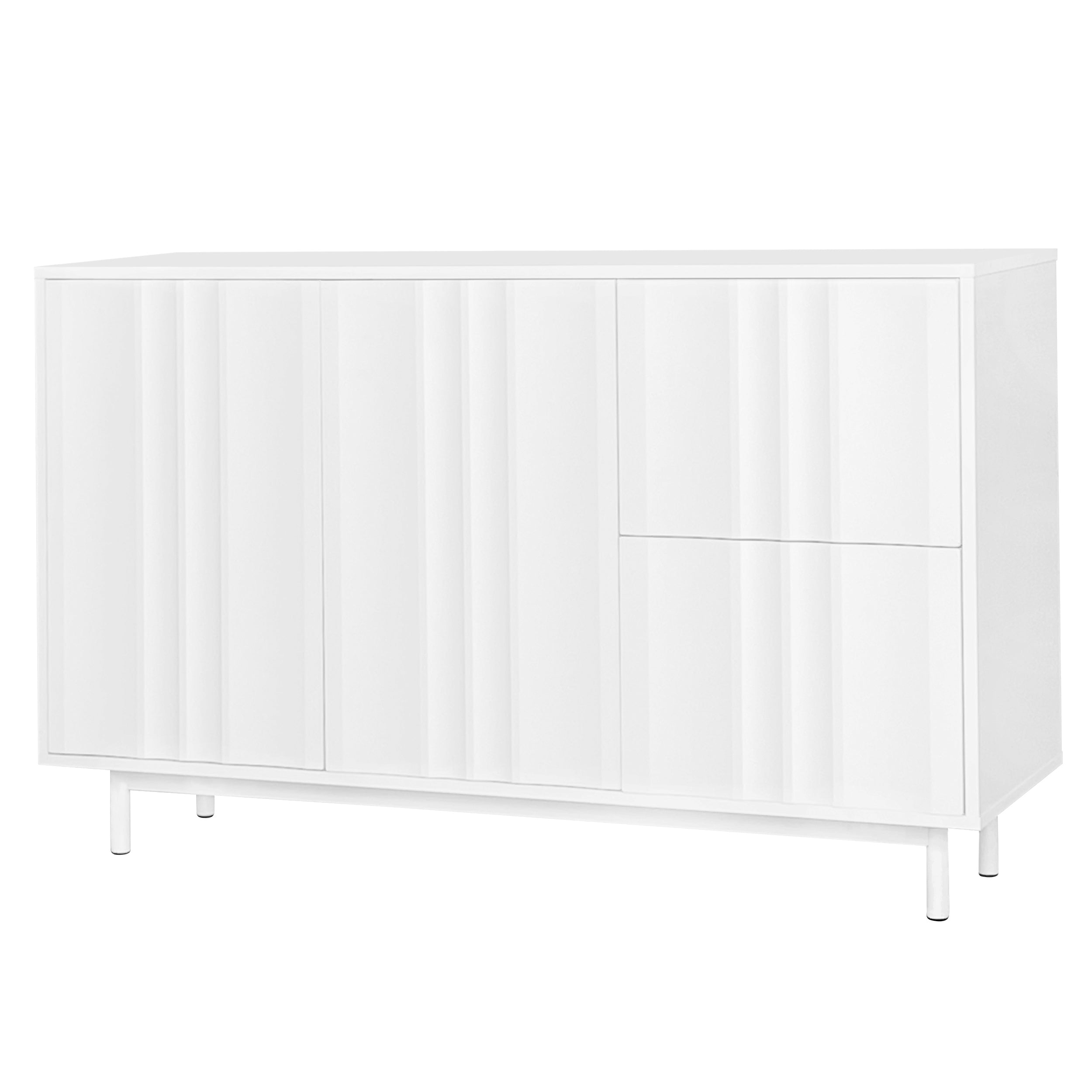 47.2' Buffet Sideboard Cabinet with 2 Doors And Drawers, Adjustable Shelf, Metal Legs Wave Pattern Kitchen Pantry Cabinets for Dining Room, Bedroom, Living Room