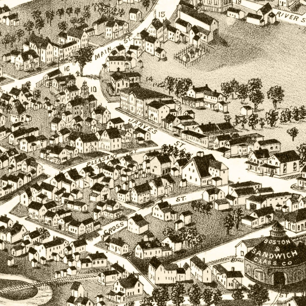 Vintage Map of Sandwich Village, Massachusetts 1884