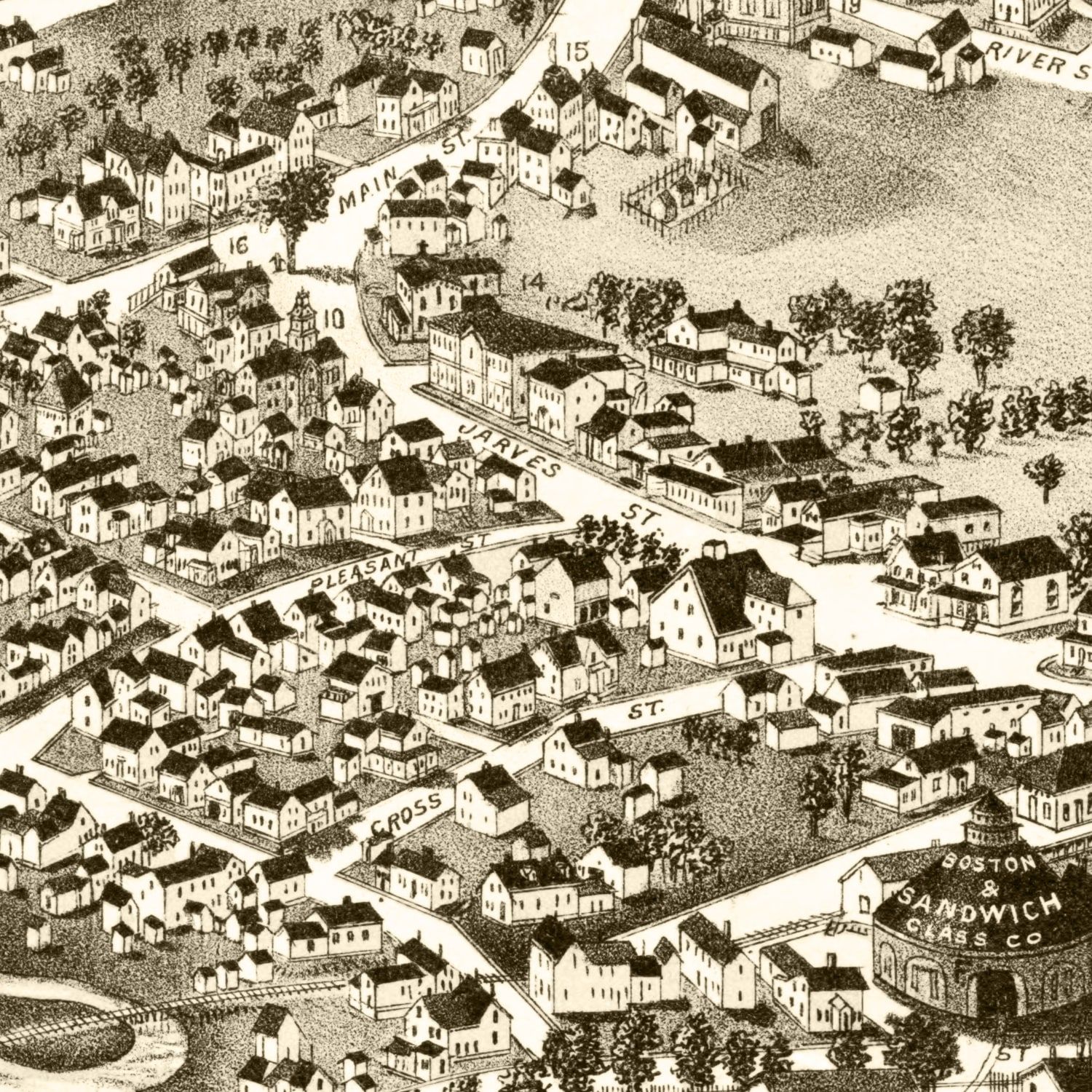 Vintage Map of Sandwich Village, Massachusetts 1884