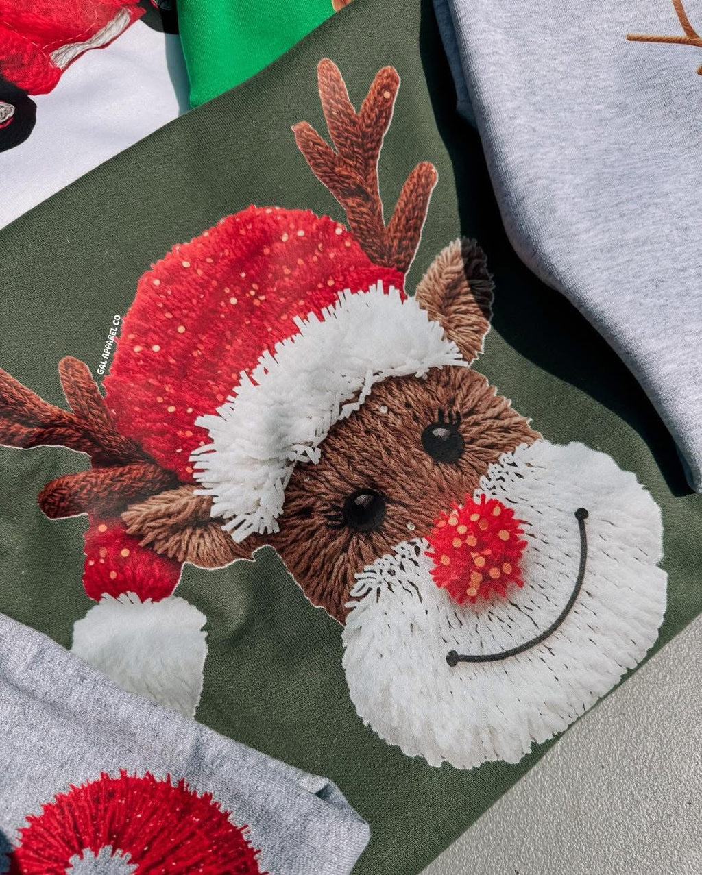 Reindeer faux yawn tee or sweatshirt