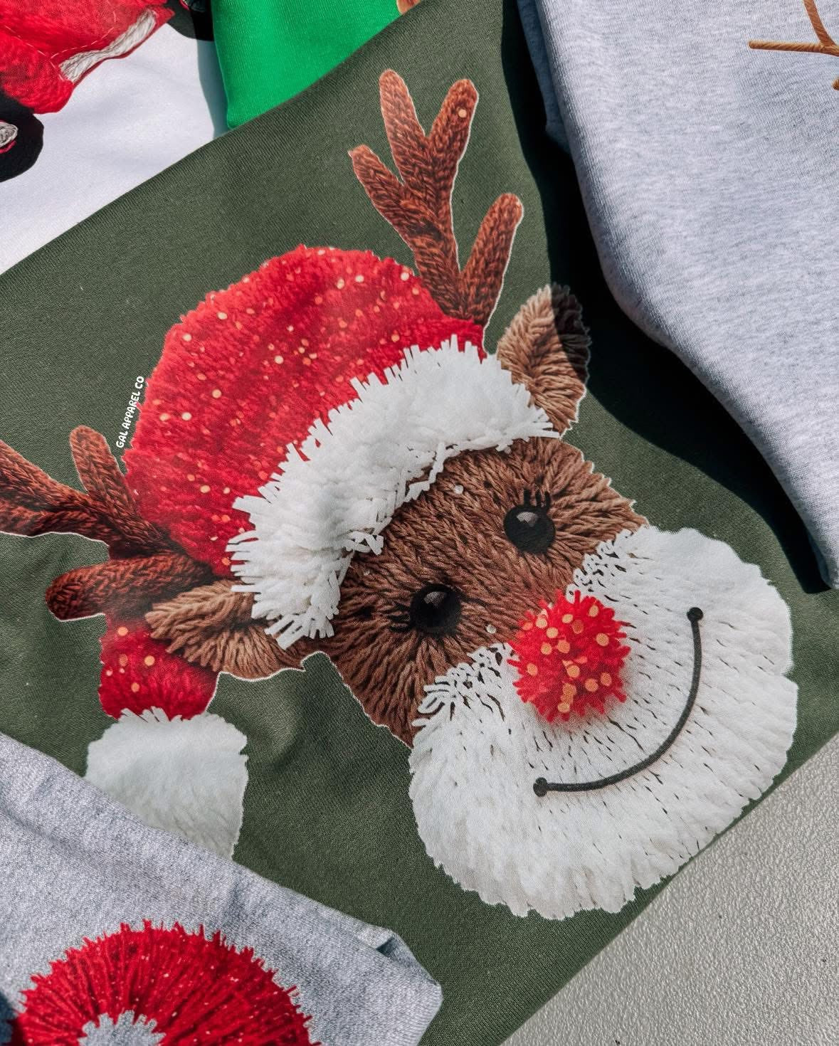 Reindeer faux yawn tee or sweatshirt