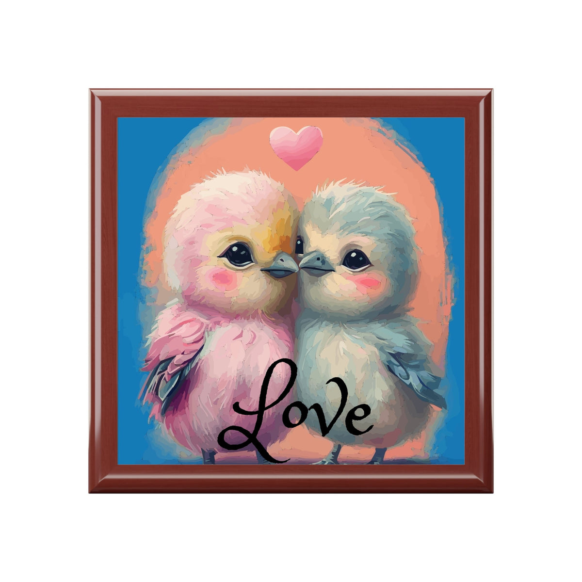 Pink and Blue Love Birds Jewelry Box