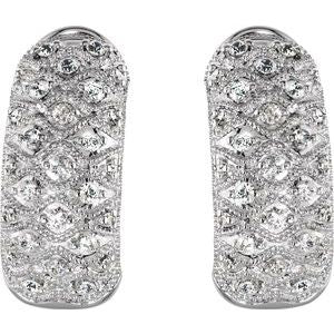Sterling Silver Imitation White Cubic Zirconia J-Hoop Omega Earrings – image 2