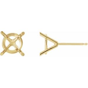 14K Yellow Gold 10.5 mm Round 4-Prong Cocktail-Style Earring Mounting