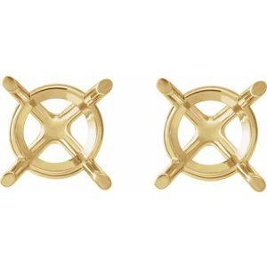 14K Yellow Gold 10.5 mm Round 4-Prong Cocktail-Style Earring Mounting – image 2