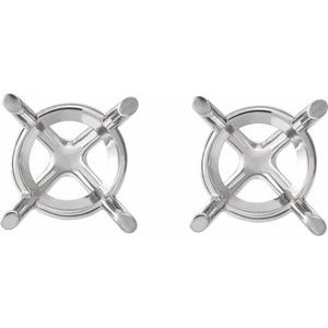 18K White Gold 8 mm Round 4-Prong Cocktail-Style Earring Mounting – image 2