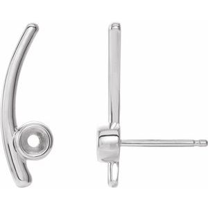 14K White Gold Right Bezel-Set Ear Climber Mounting