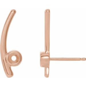 14K Rose Gold Right Bezel-Set Ear Climber Mounting