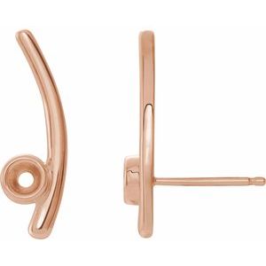14K Rose Gold Left Bezel-Set Ear Climber Mounting