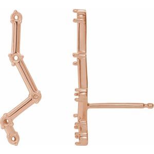 14K Rose Gold Constellation Left Ear Climber Mounting