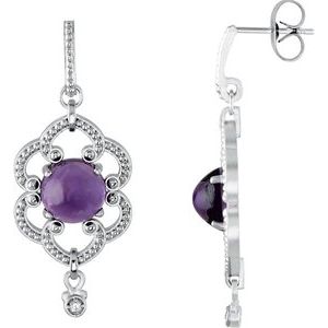 14K White Gold 8 mm Round Granulated Earring Mounting