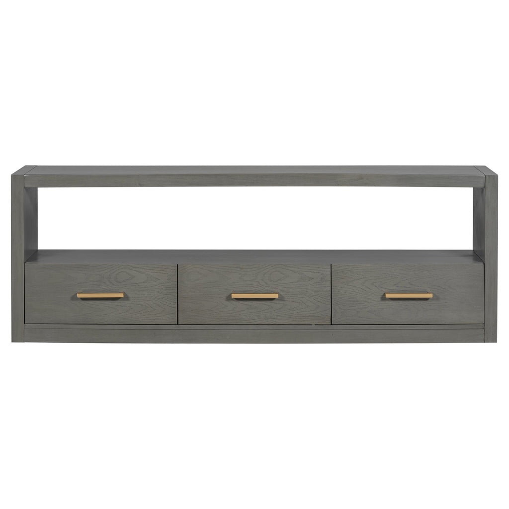 Mirod Stylish TV Stand with Ample Storage,Classic Design with Three Drawers and Spacious Surface,Minimalist Metal Handles,Versatile as TV Console or Side Cabinet