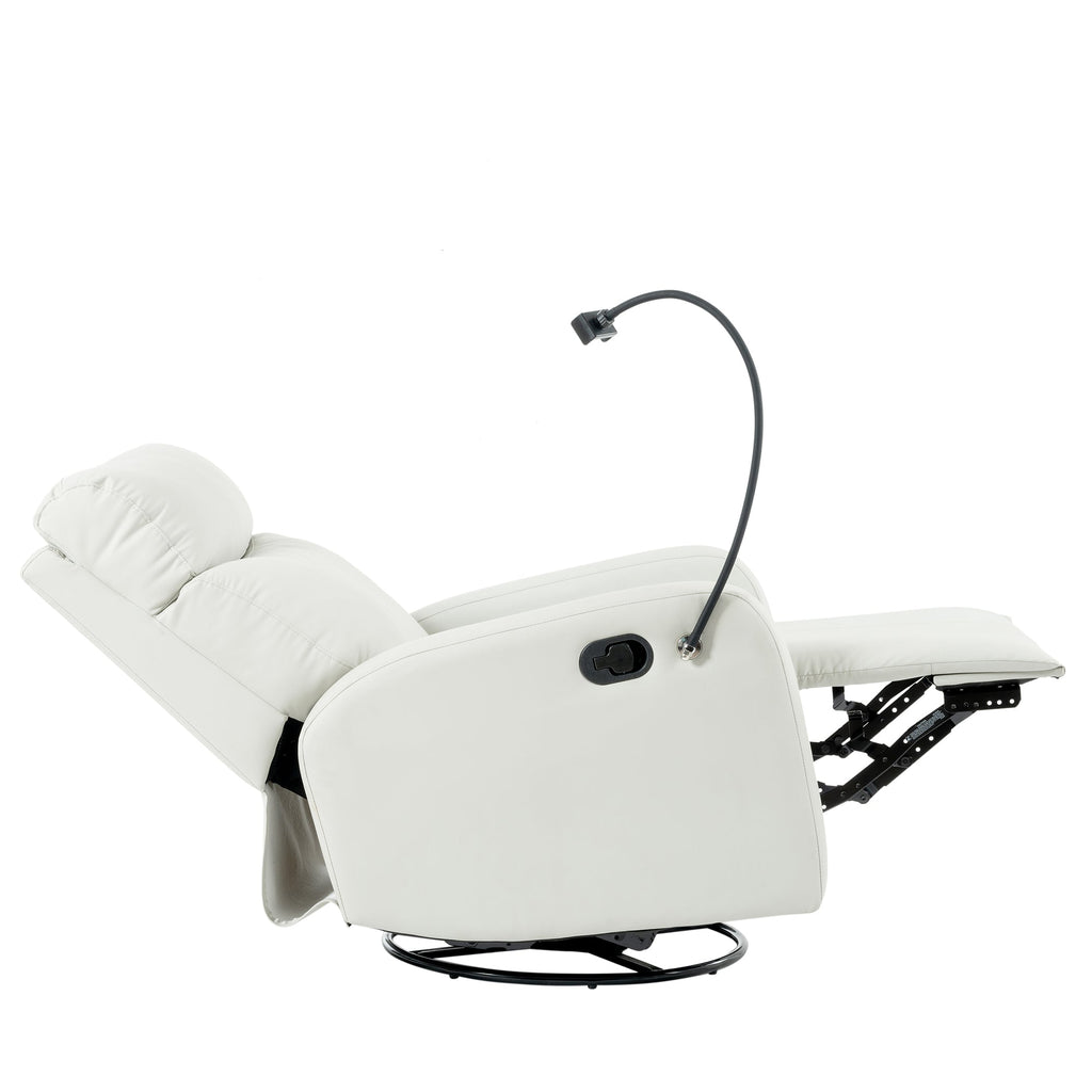 Rocking Recliner Chair, 360° Swivel Nursery Rocking Chair, Glider Chair, Modern Small Rocking Swivel Recliner Chair, Home Theater Seat, Phone Holder (Light Gray+360° Swivel)