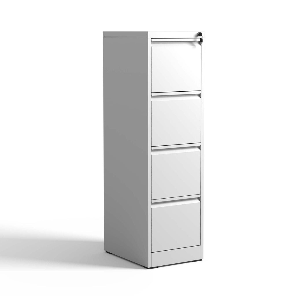 SteelCraft Pro 4 Drawer Vertical File Cabinet with Lock for A4 Legal/Letter Size, White Metal
