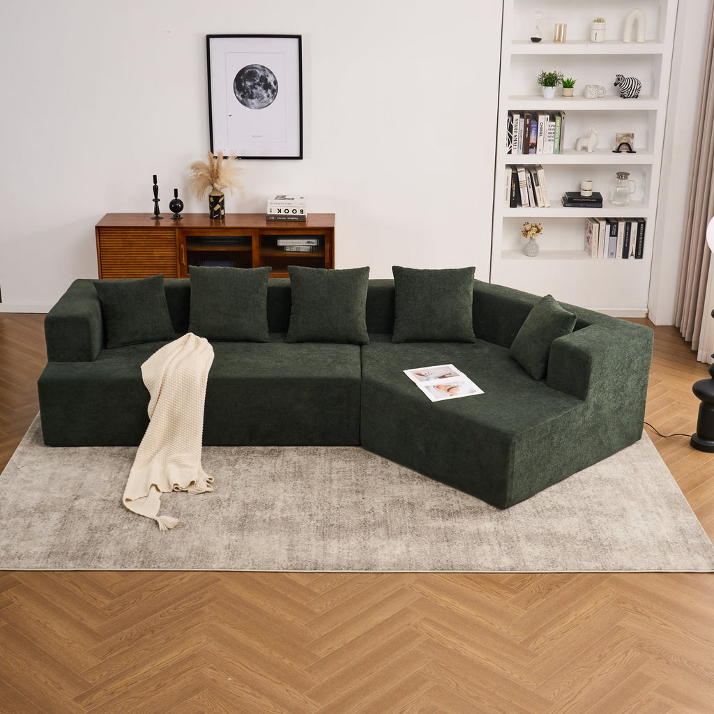 Memory Foam Couch, No Installation & Easy to Transport, Deep Seat Modern Sofa with Chenille Fabric, Couch for Living Room, Bedroom, Apartment, Home Office