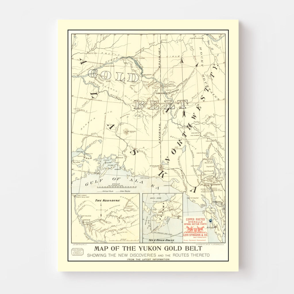 Vintage Yukon Gold Belt Map 1897