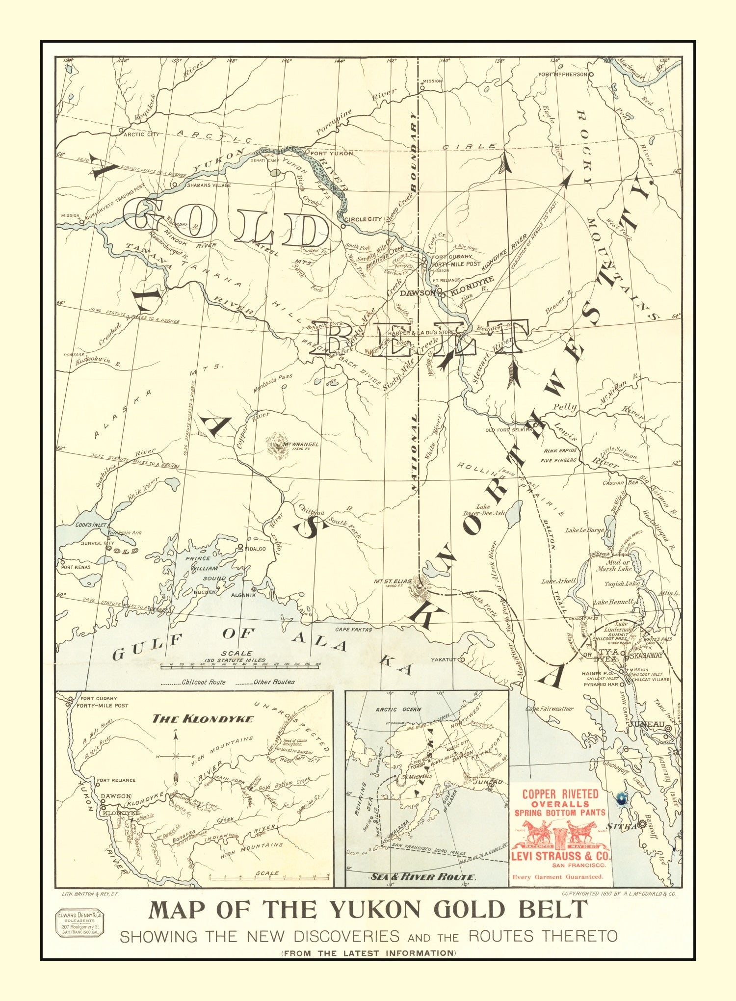 Vintage Yukon Gold Belt Map 1897