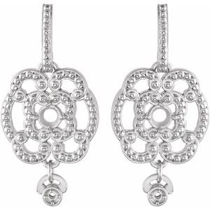 Sterling Silver 3.4 mm Round Earring Mounting – image 2