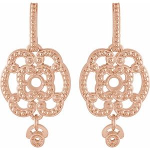 14K Rose Gold 3.4 mm Round Earring Mounting – image 2