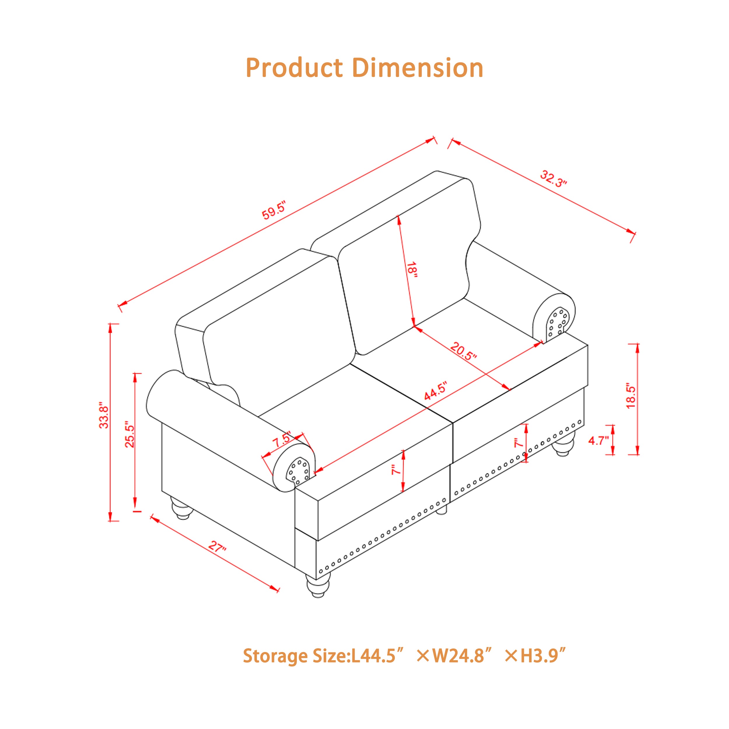 Modern Classic Design with Nails Living Room 2+3 seater Sofa Fabric Couch,Upholstered Polyester Beige.