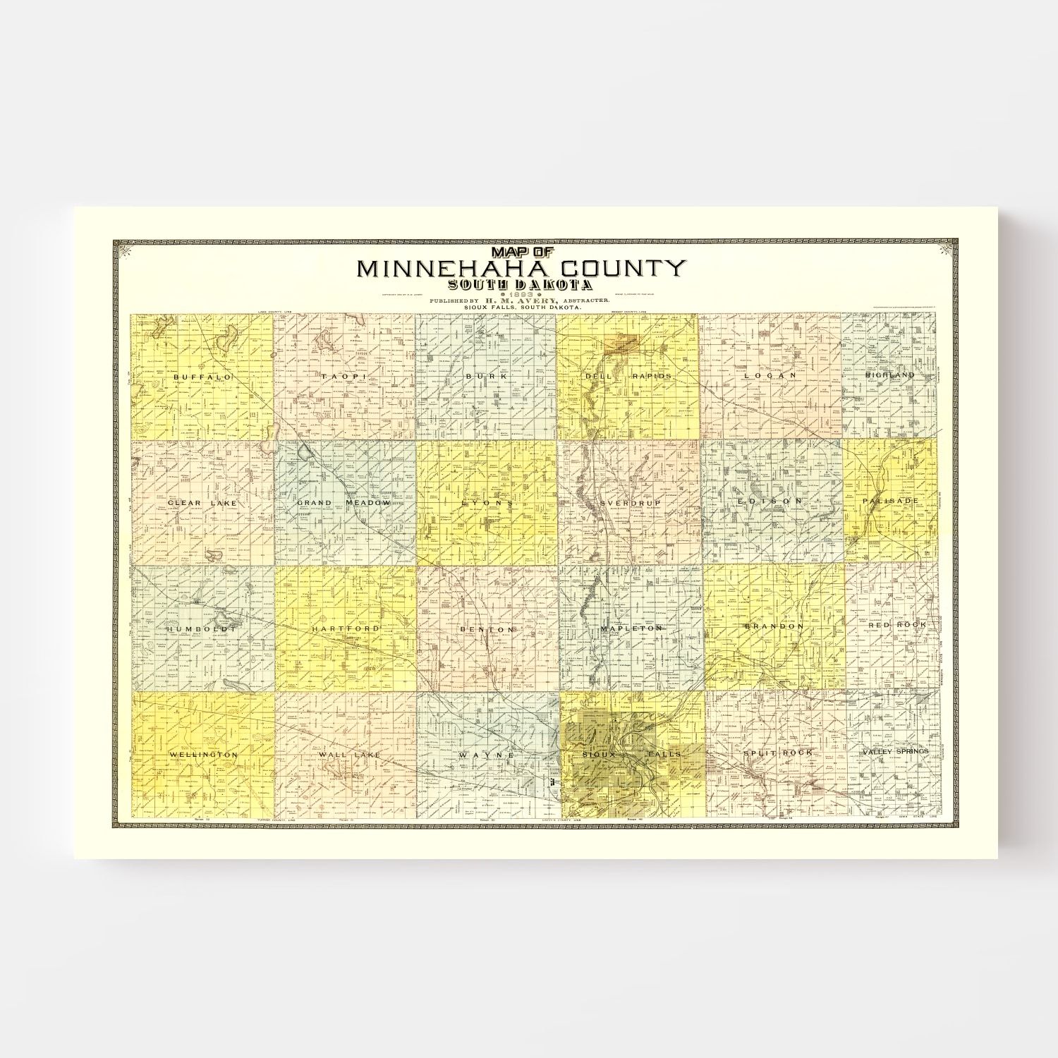 Vintage Map of Minnehaha County, South Dakota 1893