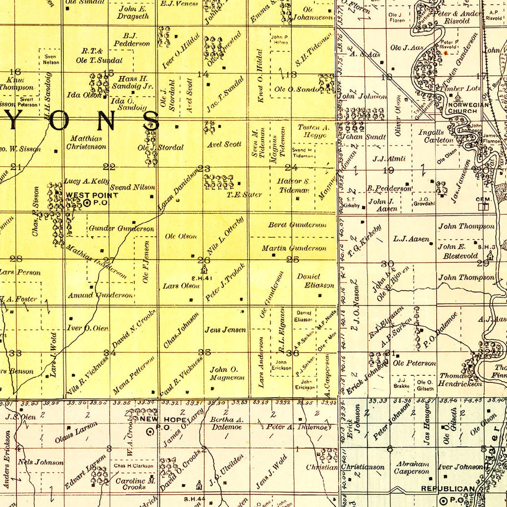 Vintage Map of Minnehaha County, South Dakota 1893