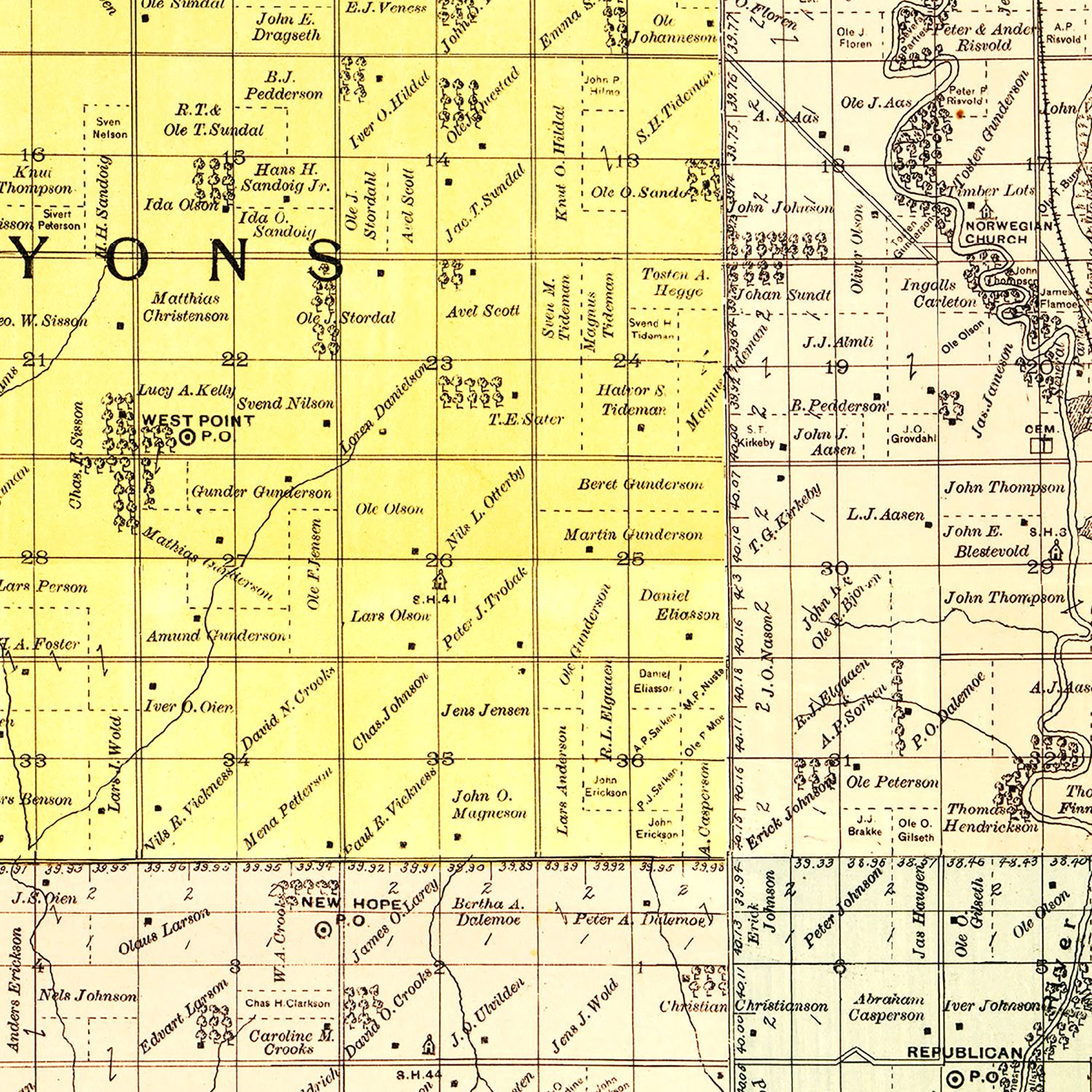 Vintage Map of Minnehaha County, South Dakota 1893