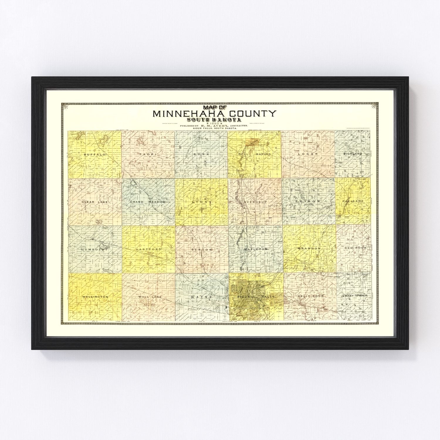 Vintage Map of Minnehaha County, South Dakota 1893