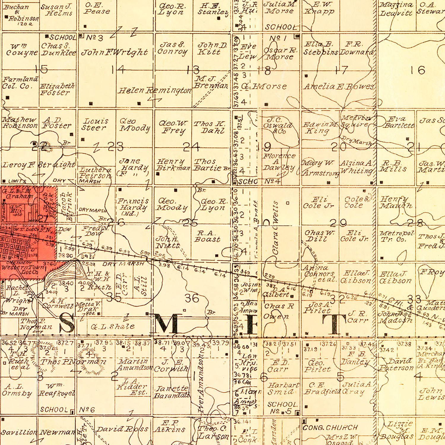 Vintage Map of Kingsbury County, South Dakota 1899