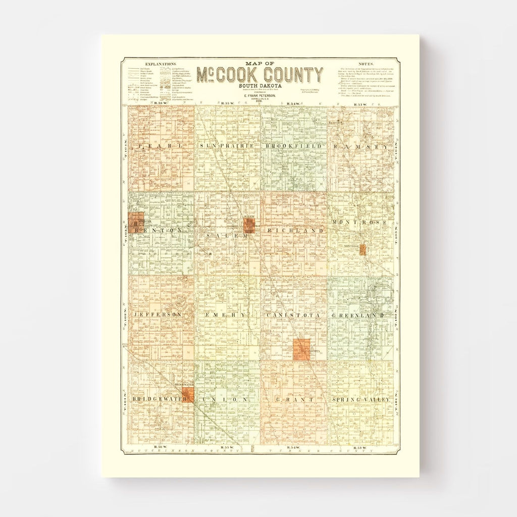Vintage Map of McCook County, South Dakota 1900