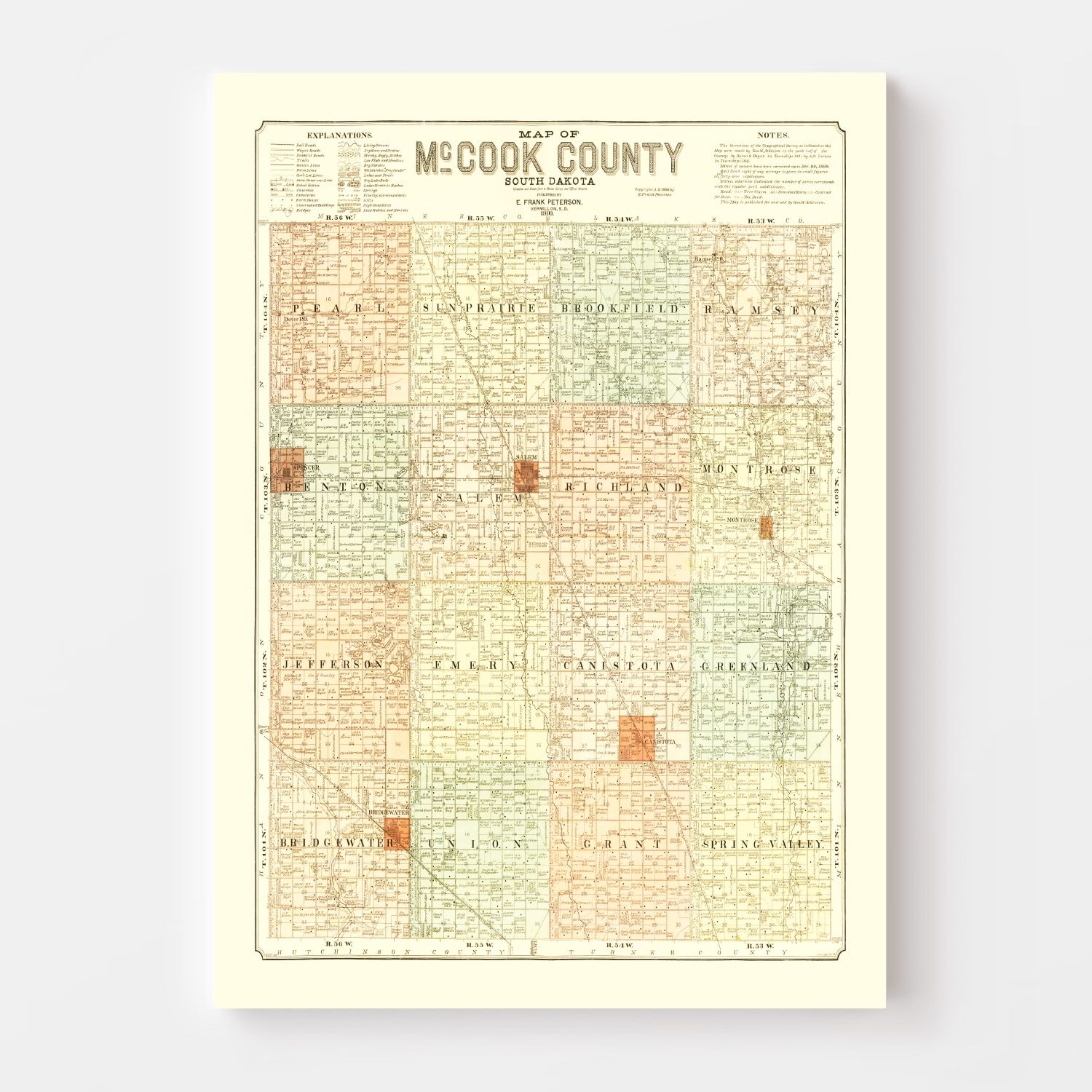 Vintage Map of McCook County, South Dakota 1900