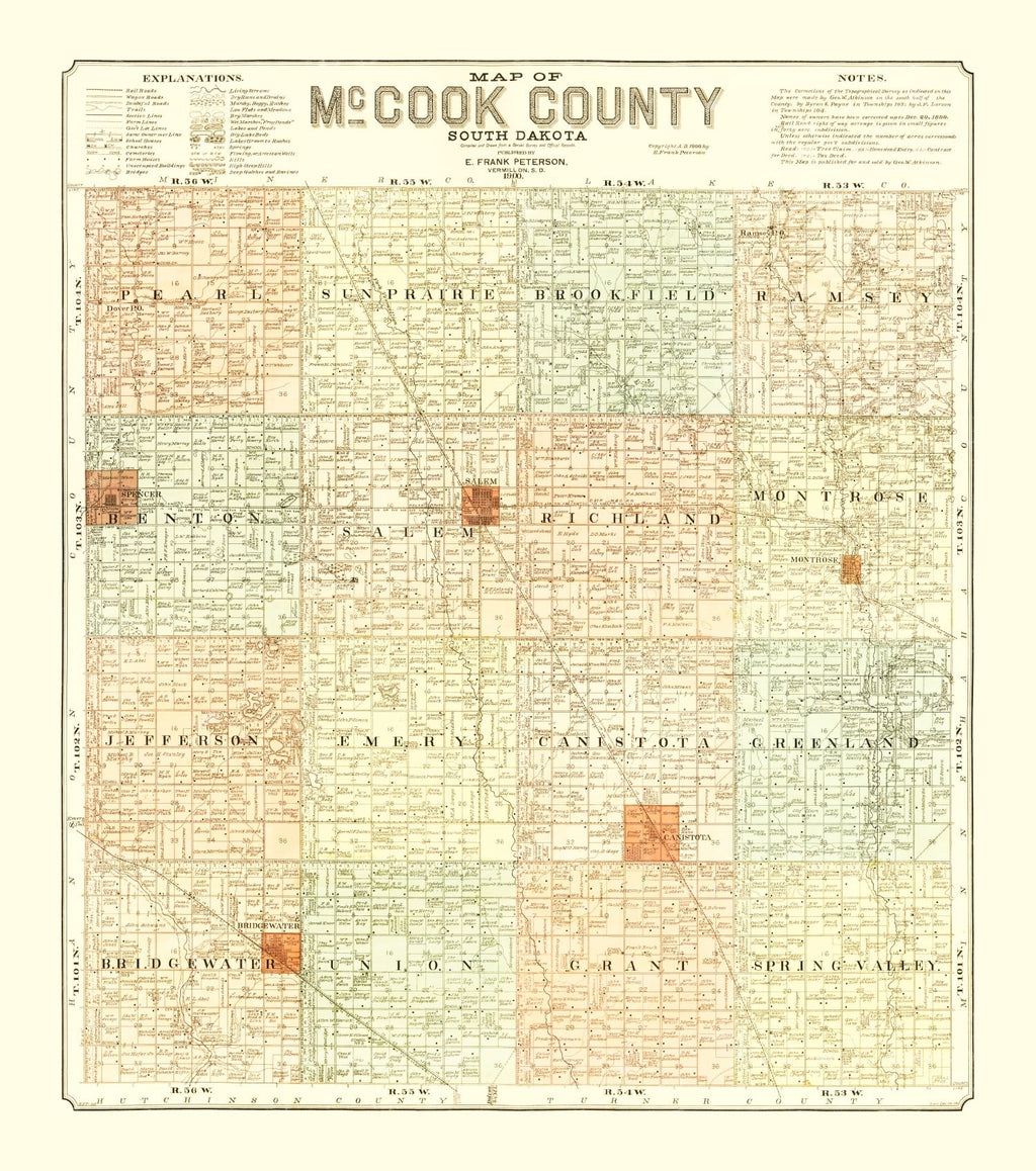 Vintage Map of McCook County, South Dakota 1900