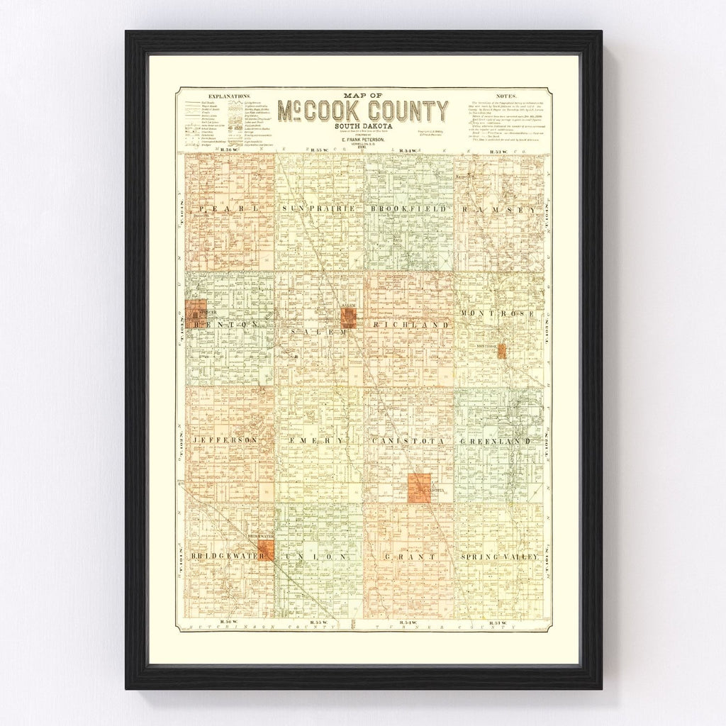 Vintage Map of McCook County, South Dakota 1900