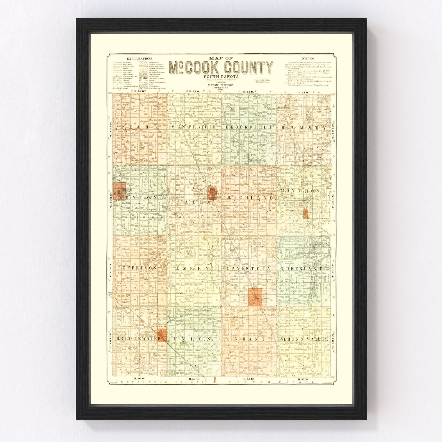 Vintage Map of McCook County, South Dakota 1900