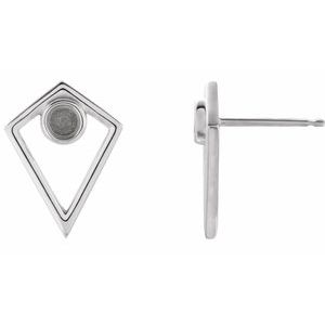 14K White Gold 3 mm Round Bezel-Set Pyramid Earring Mounting