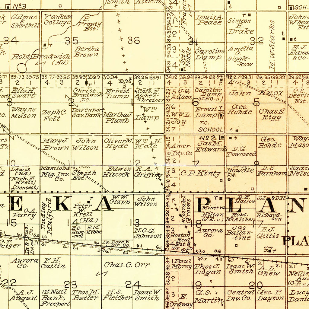 Vintage Map of Aurora County, South Dakota 1900
